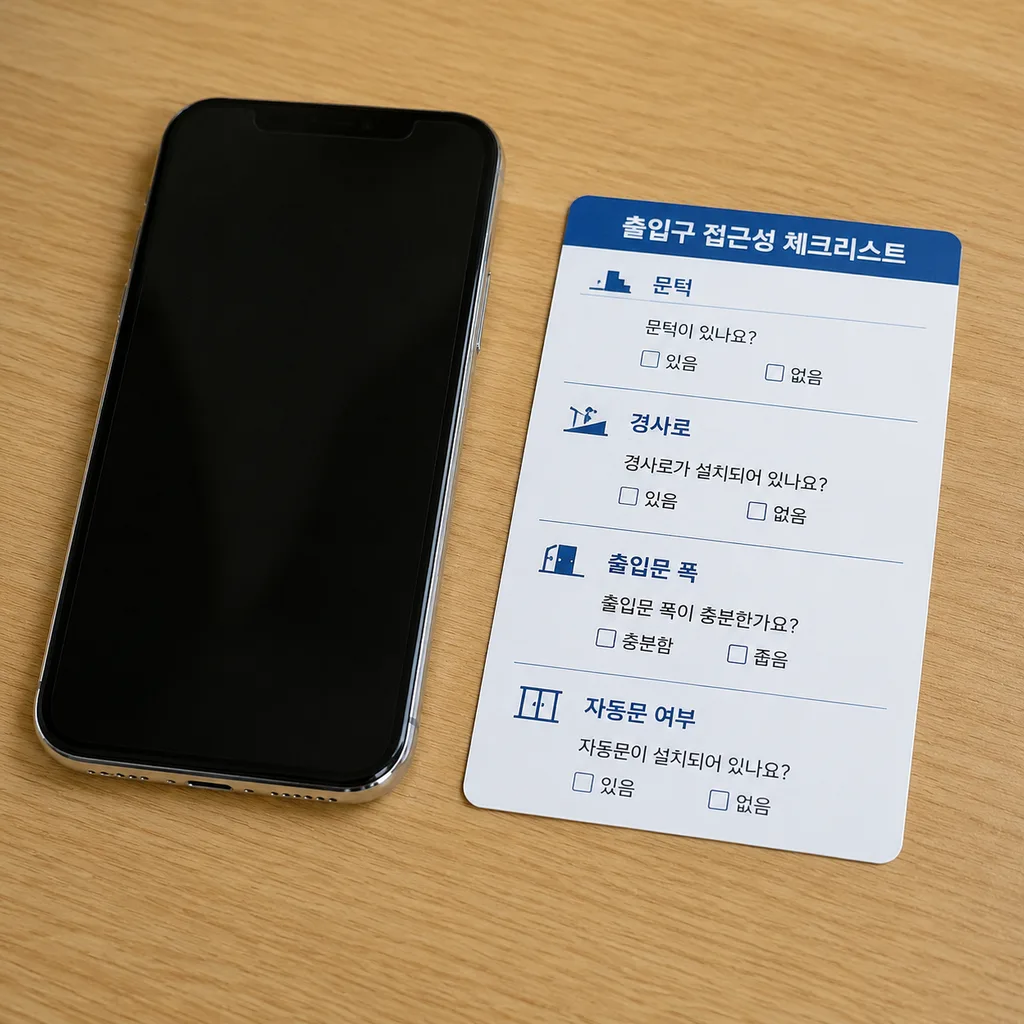 휠체어 이용자가 매장 방문 전 확인할 문턱 경사로 전화 질문 목록